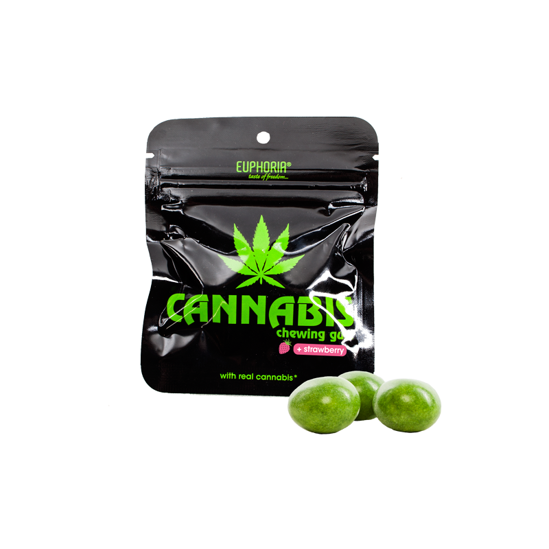  Cannabis chewing gum + strawberry - konopno truskawkowa guma do żucia 9g