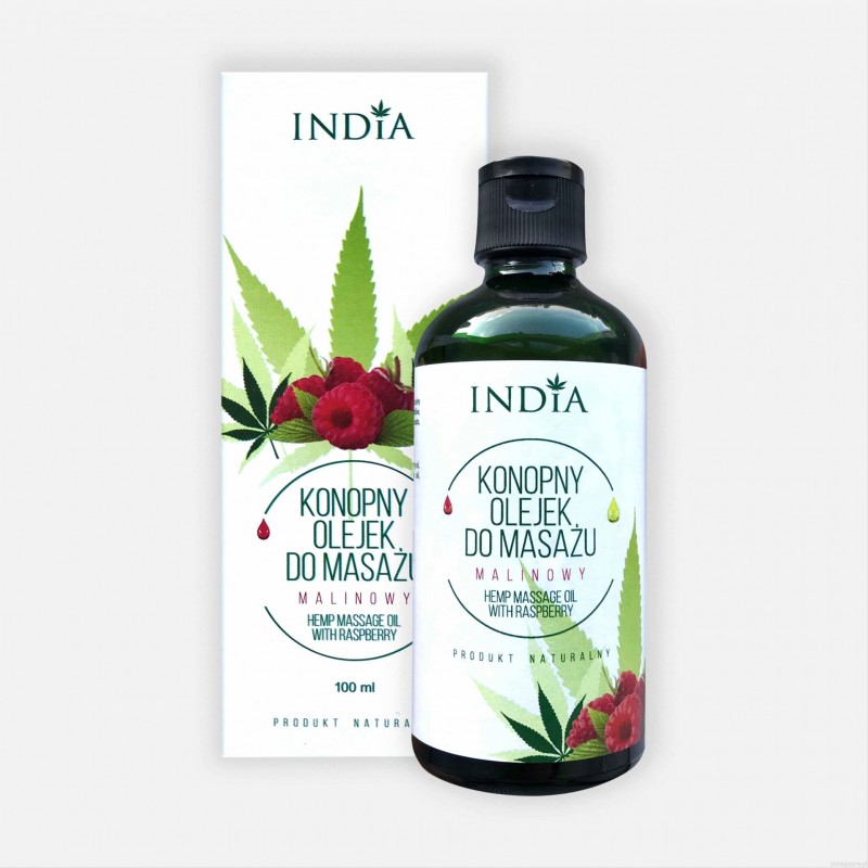  Konopny olejek do masażu INDIA (malinowy) 500 ml